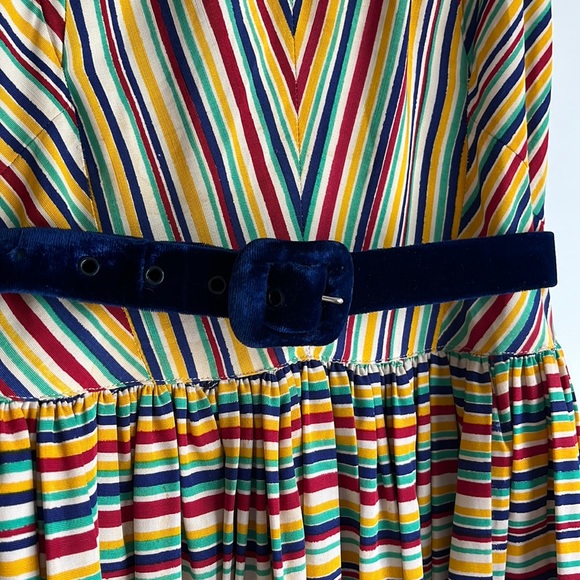 Vintage 1940s rainbow stripe ballgown. Handmade/couture. Size S/XS. Rare find!🌈 - Picture 5 of 15